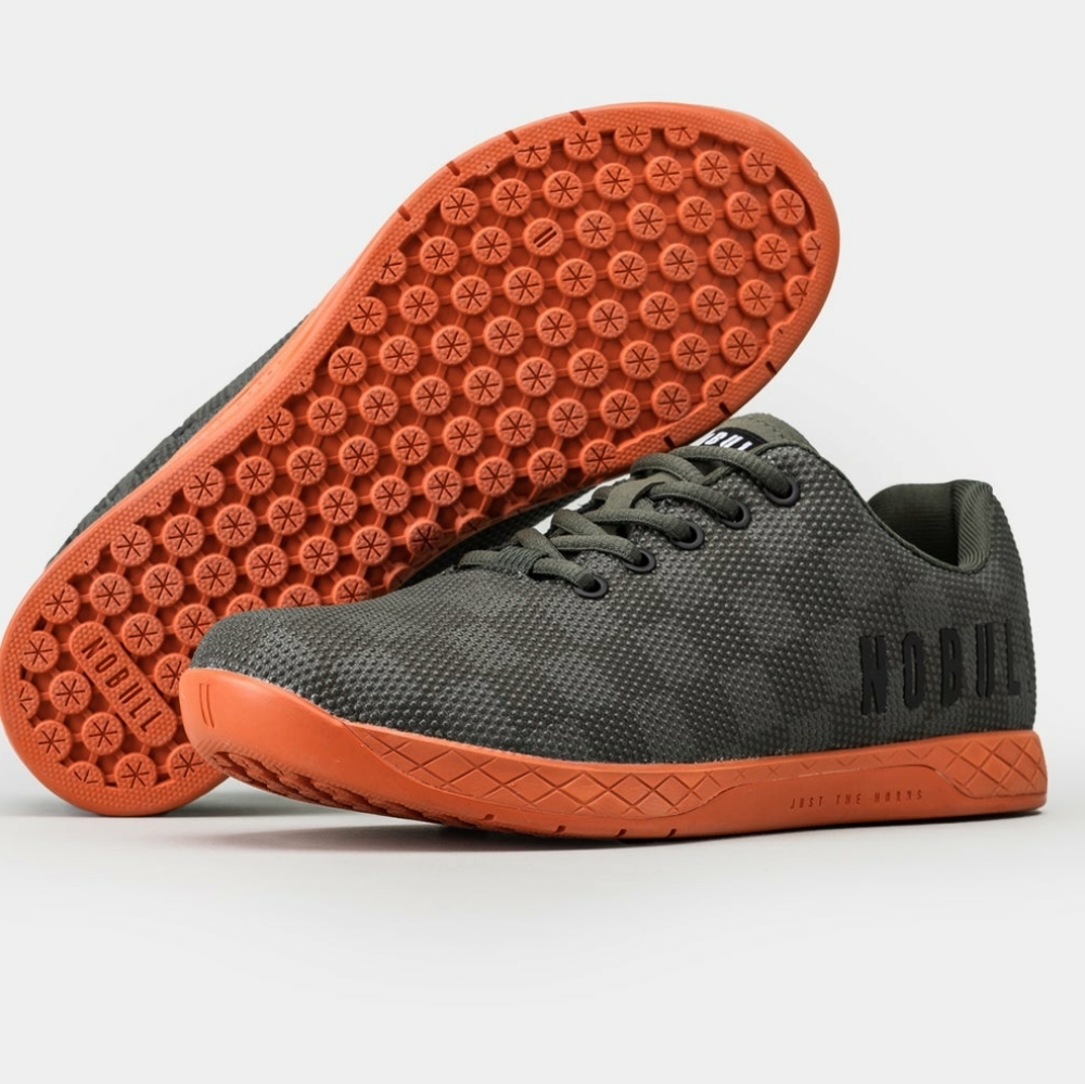 Nobull Superfabric Workout Women's 7 Men's 5.5 Sneakers Green Orange Checkered